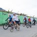Kebersamaan Kapolda Jambi, Wakapolda, dan PJU Polda Jambi tampak saat gowes bersama menyusuri sejumlah ikon Kota Jambi dalam rangka farewell Wakapolda Jambi