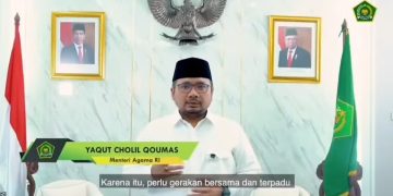 Mantan Menteri Agama Yaqut Cholil Staquf (Gus Yaqut) menyampaikan seruan pemberantasan korupsi saat peringatan Hari Antikorupsi Sedunia (Hakordia), 9 Desember 2021, ketika masih menjabat sebagai Menteri Agama