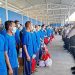 DEPORTASI : Kepala BP3MI Kaltara, Kombes Pol Andi M. Ichsan (kanan) memantau proses pendataan 114 Pekerja Migran Indonesia (PMI) deportasi dari Malaysia setibanya di Pelabuhan Tunon Taka, Nunukan