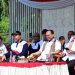 PEMBUKAAN :Wali Kota Jambi, Maulana, duduk bersama unsur Forkopimda saat menghadiri pembukaan O2SN dan FLS3N 2026